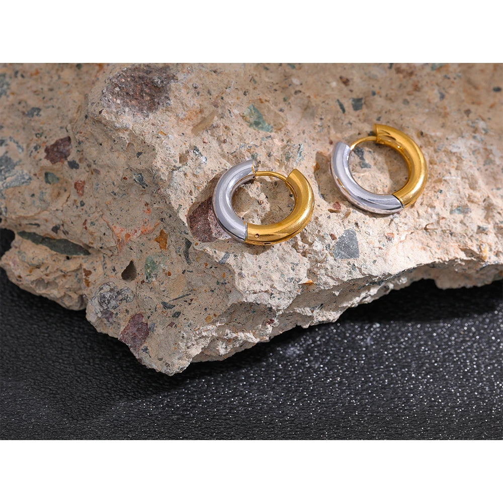 Geometric Two-Tone Hoop Earrings