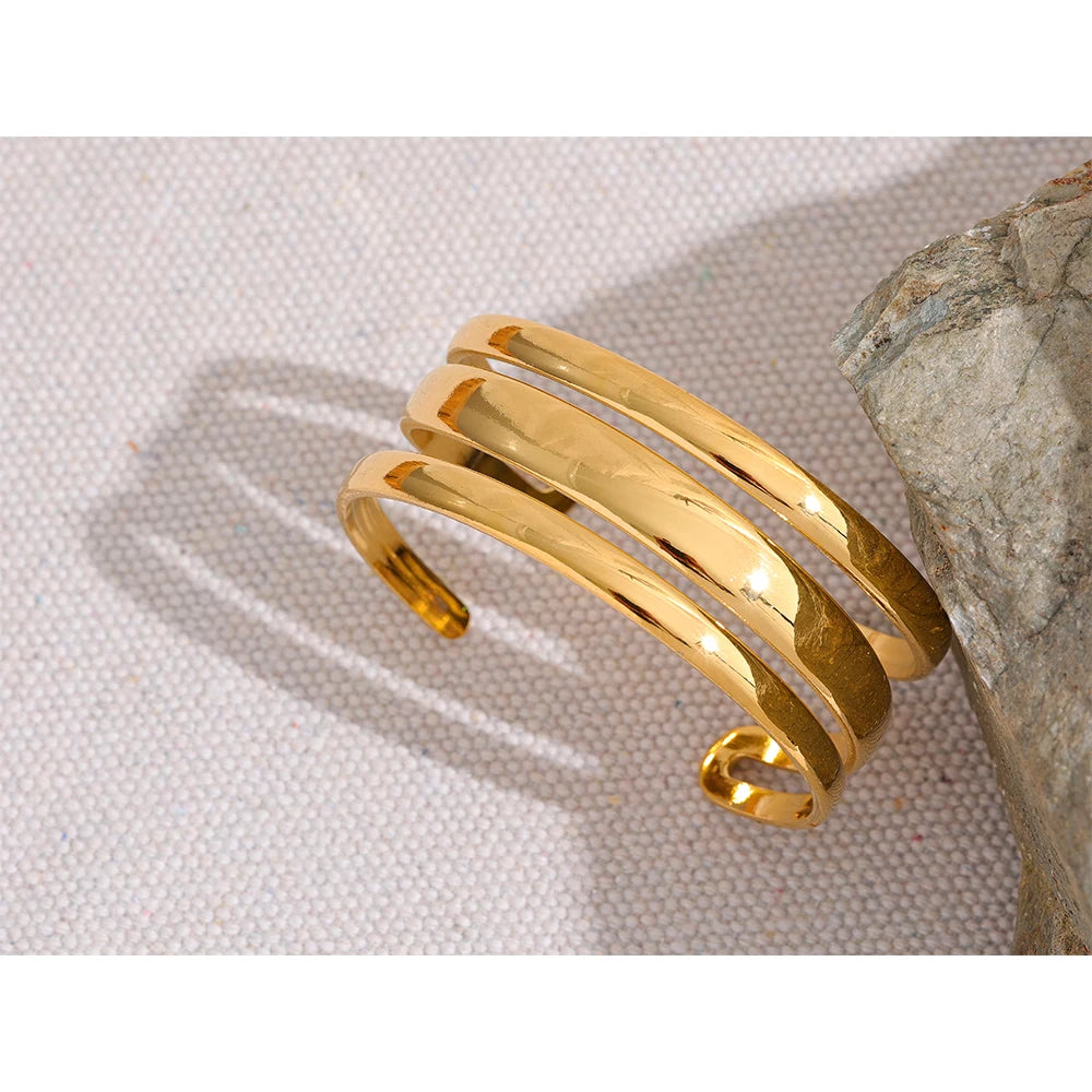 Triple Band Gold Cuff