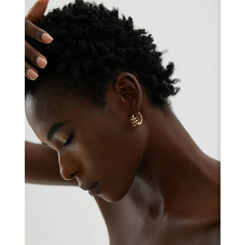 Twisted Geometric Gold Hoops