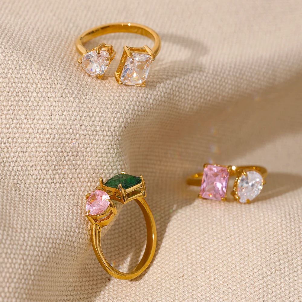 Radiant Cubic Zirconia Adjustable Rings