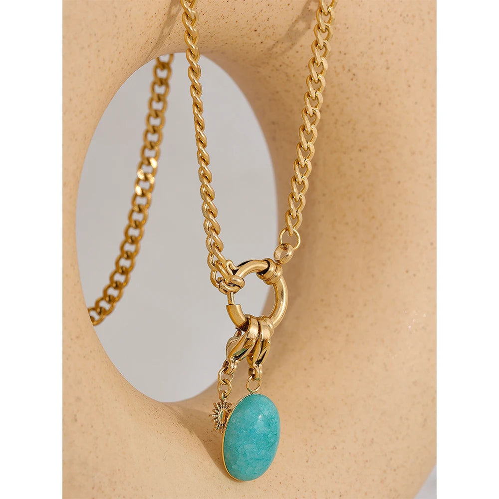 Blue Natural Stone Star Collar Necklace