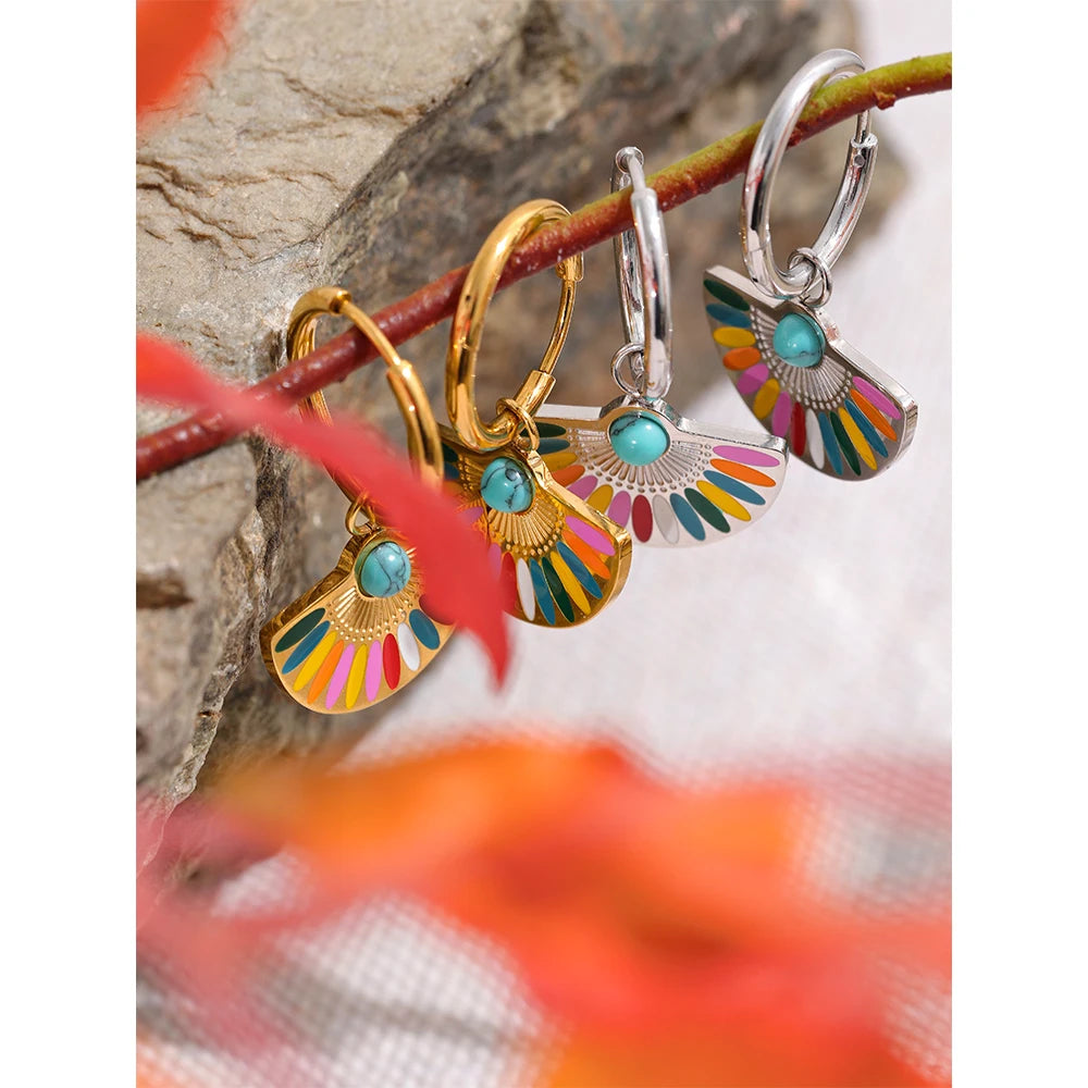 Bohemian Rainbow Fan Hoops