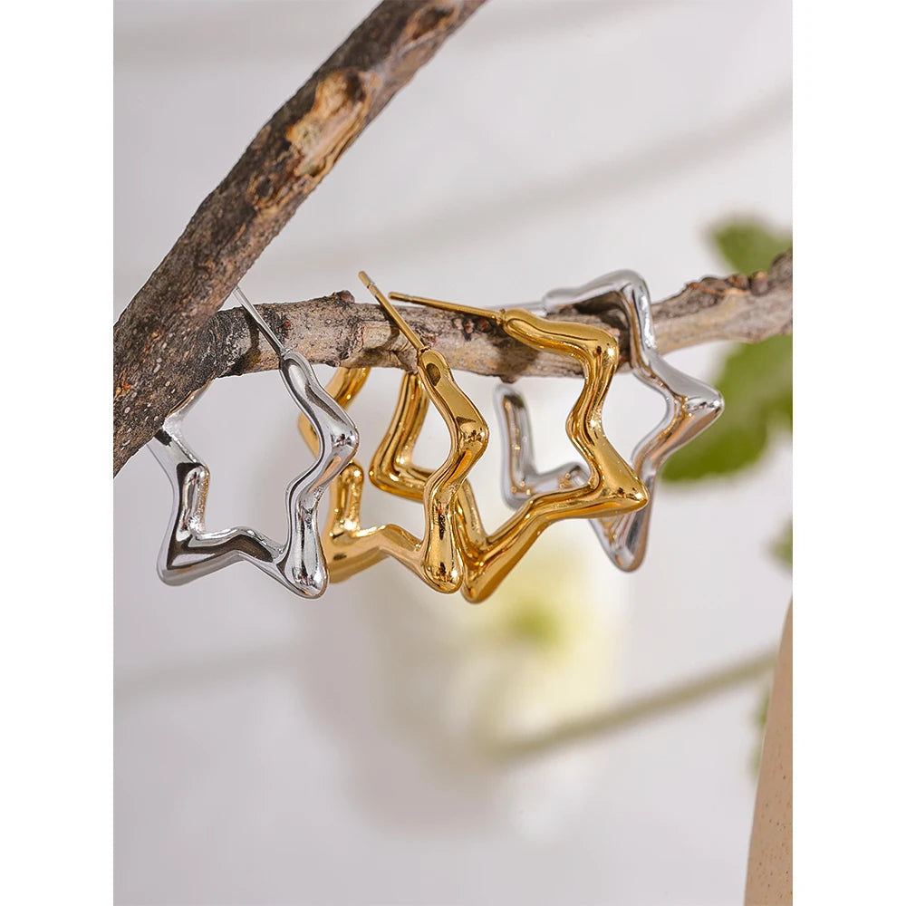 Abstract Star Hoop Earrings
