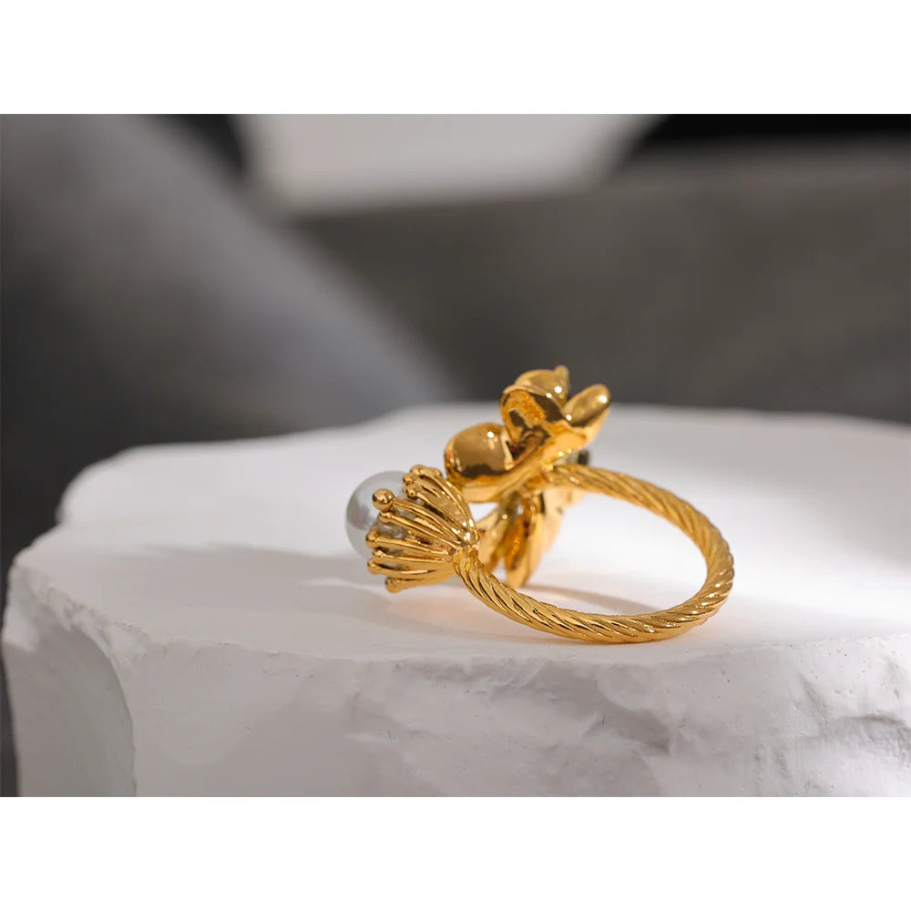 Floral Charm Statement Ring