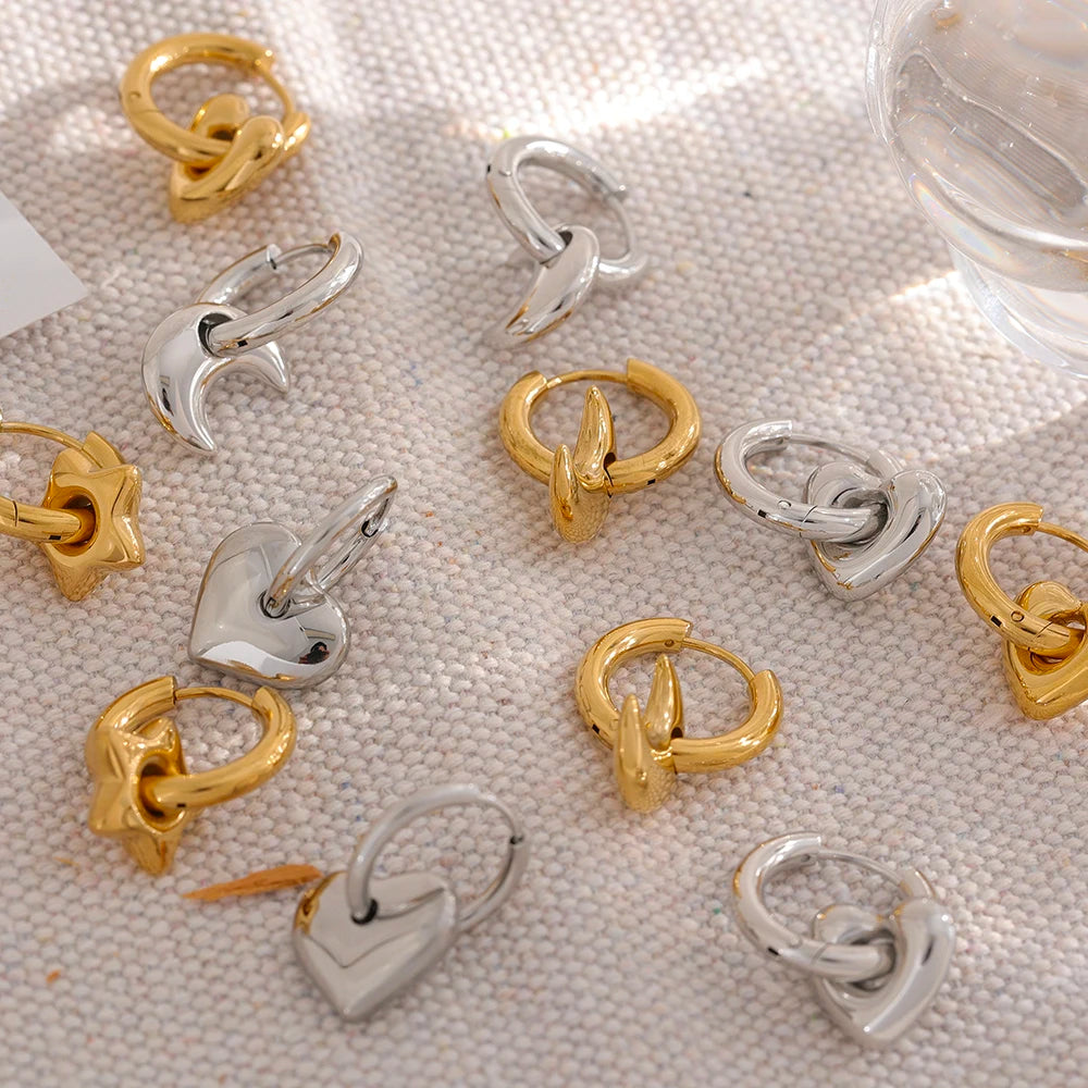 Celestial Charm Drop Hoop Earrings