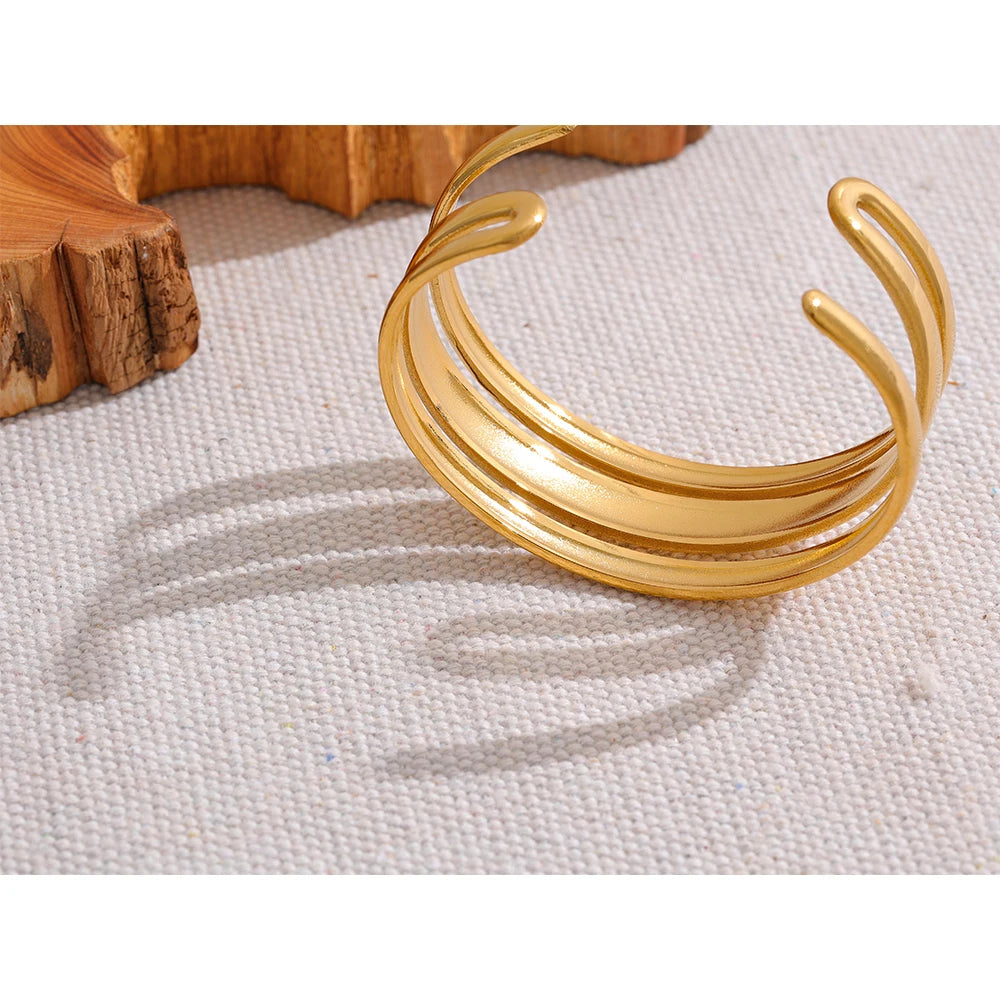 Triple Band Gold Cuff