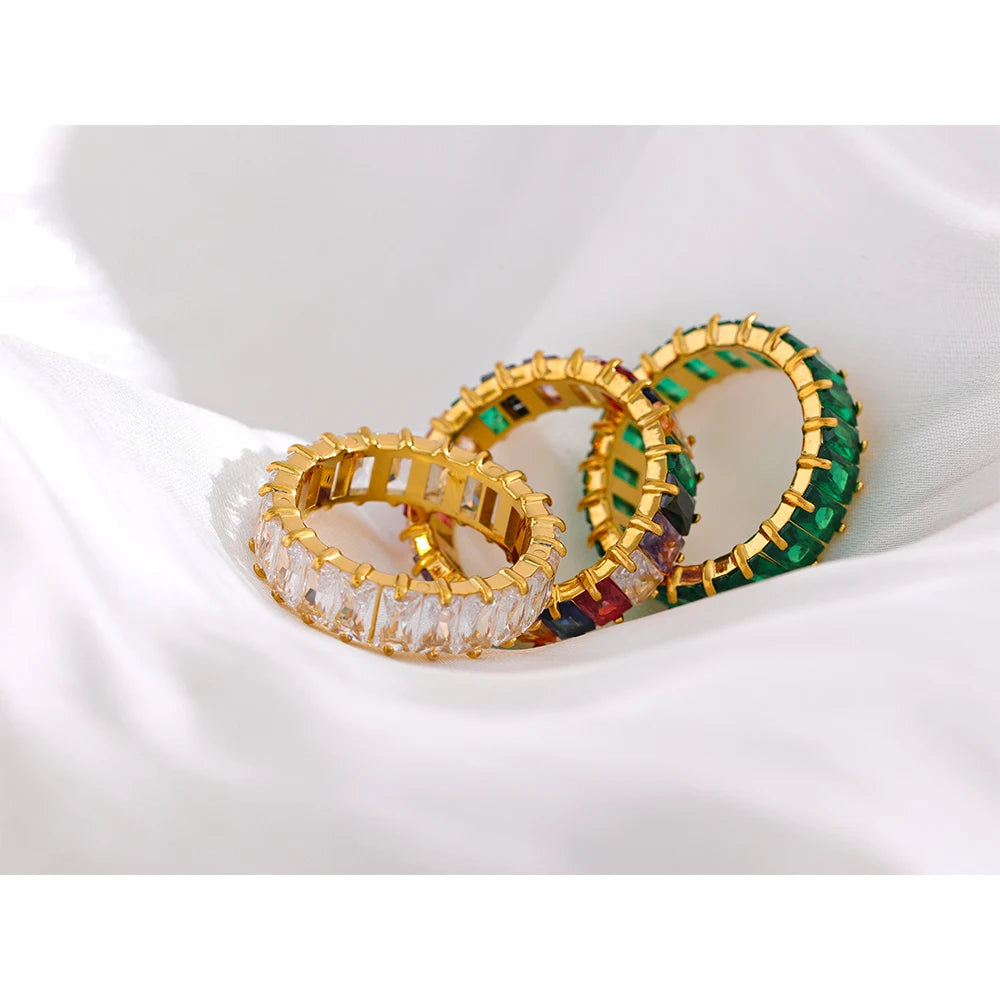Colorful Cubic Zirconia Eternity Ring