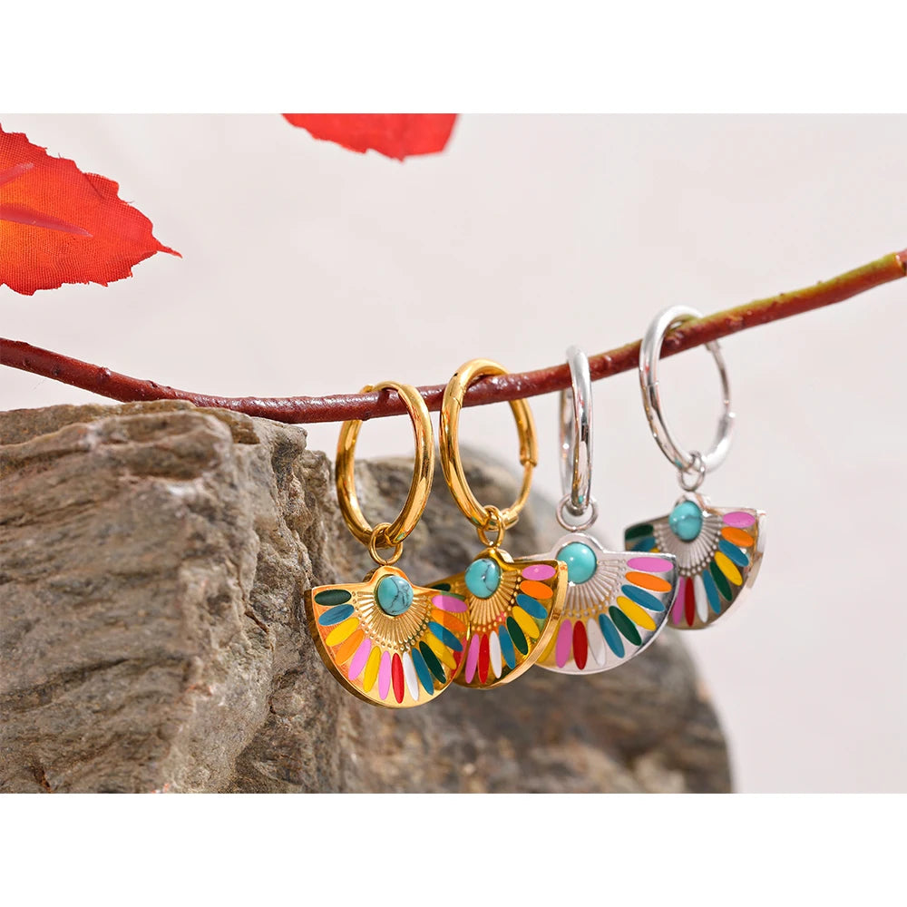 Bohemian Rainbow Fan Hoops