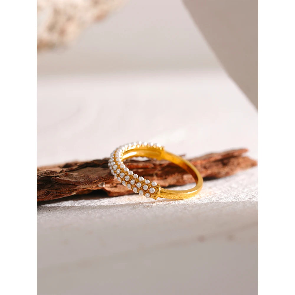 Pearl Charm Gold Ring