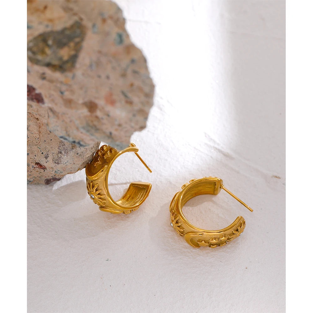 Celestial Geometric Hoop Earrings