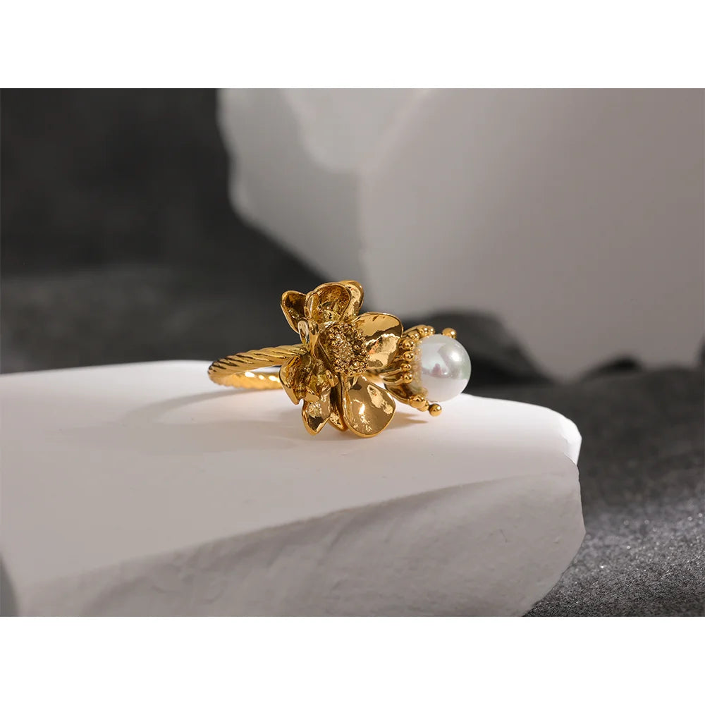 Floral Charm Statement Ring