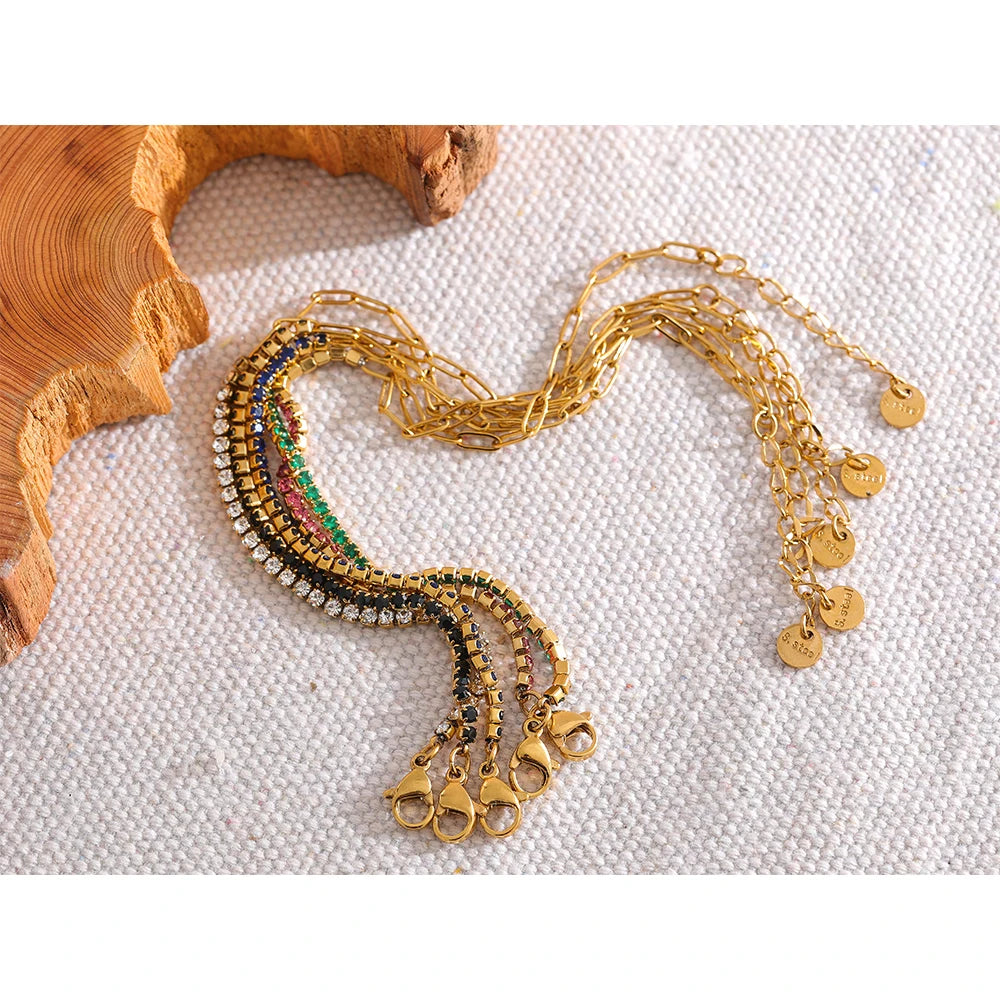 Chic Colorful Cubic Zirconia Gold Bracelet