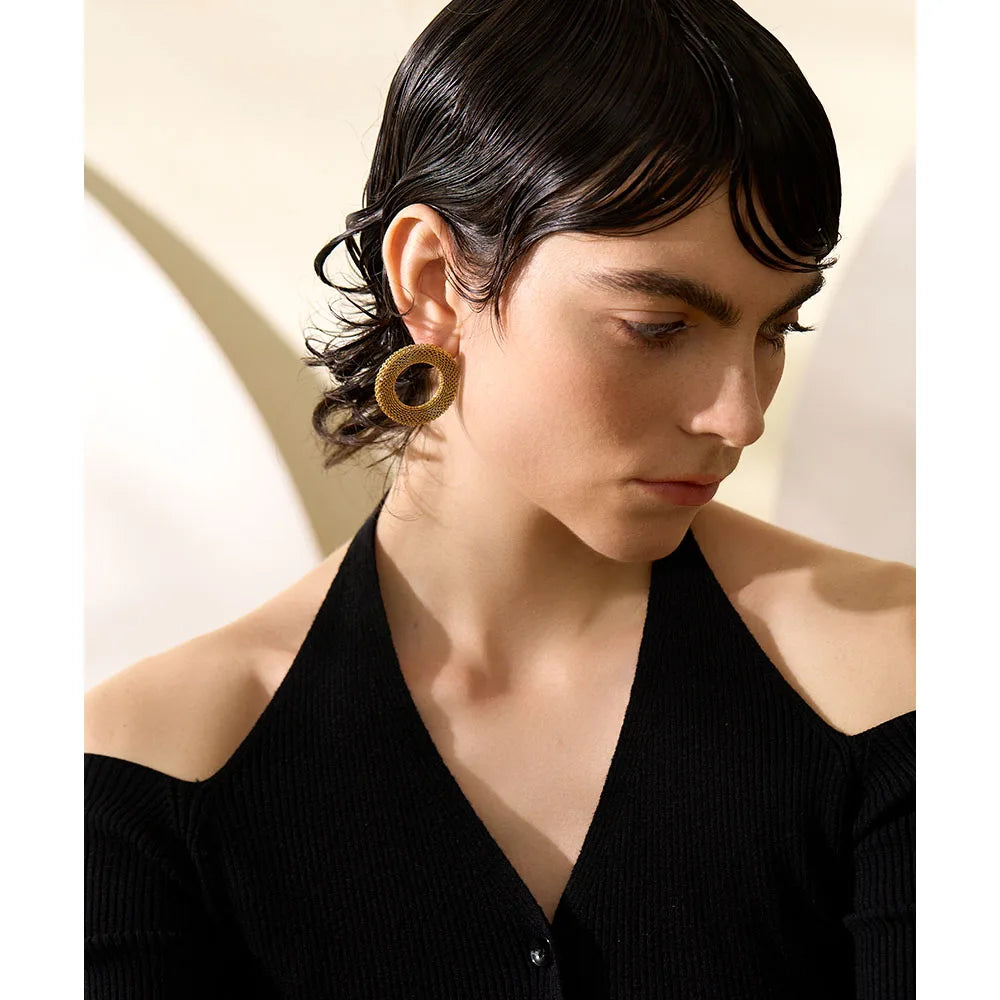 Statement Hollow Round Stud Earrings