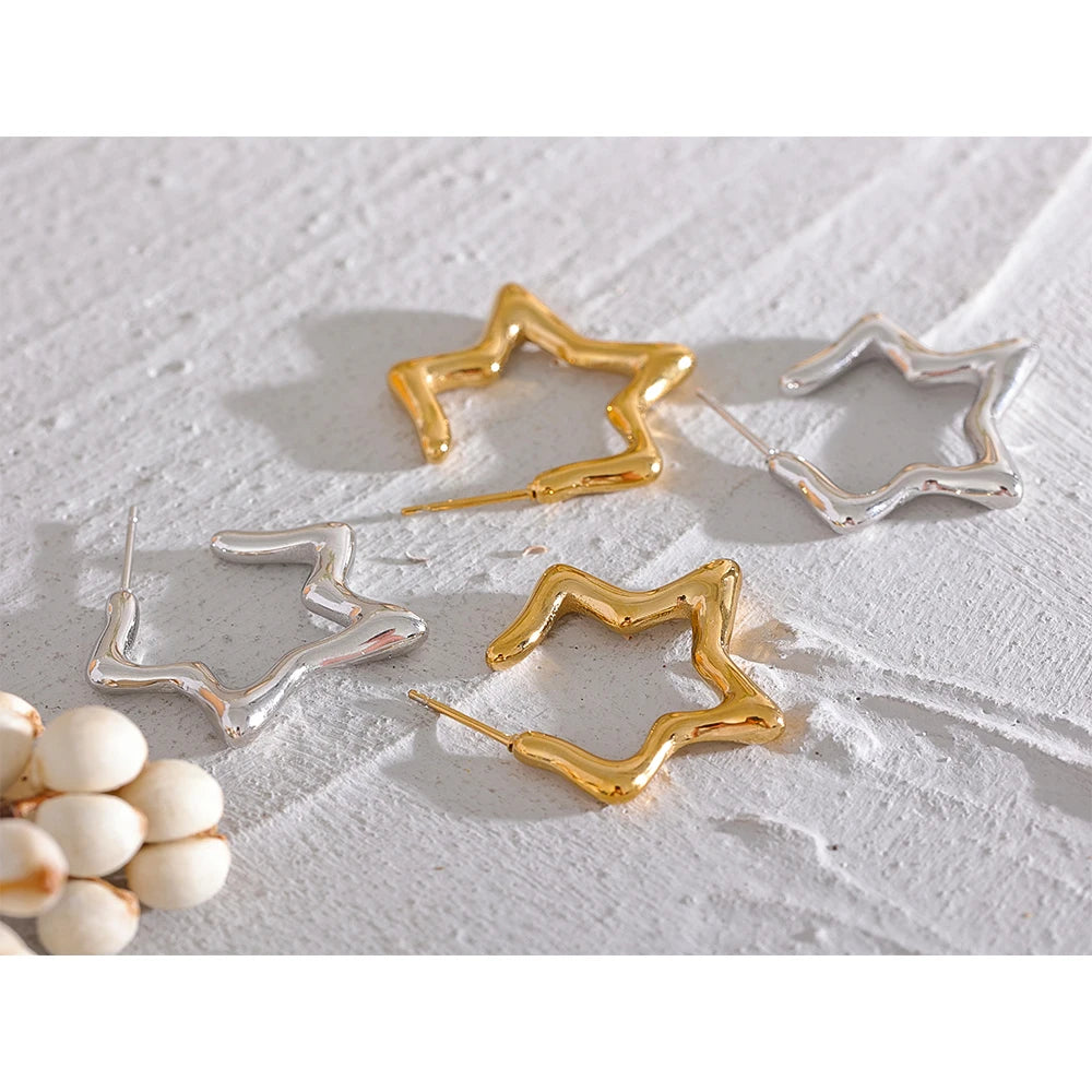 Abstract Star Hoop Earrings