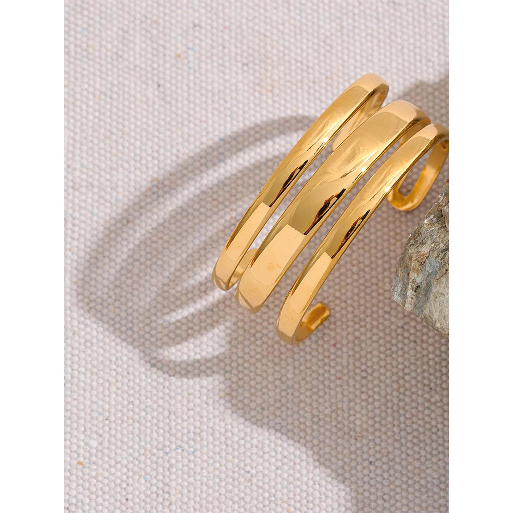 Triple Band Gold Cuff