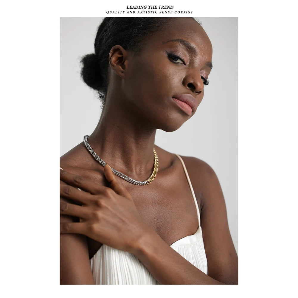 Dual-Tone Statement Chain Necklace