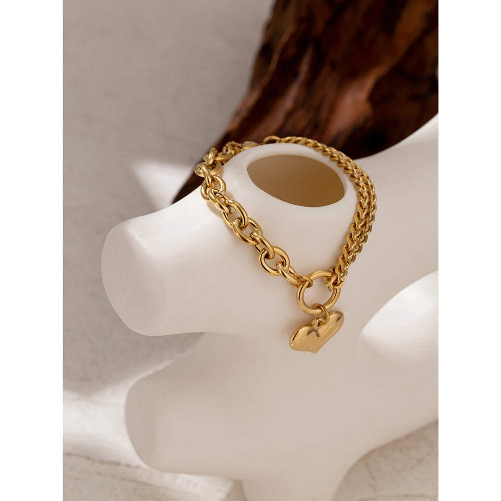 Bold Heart Chain Bracelet