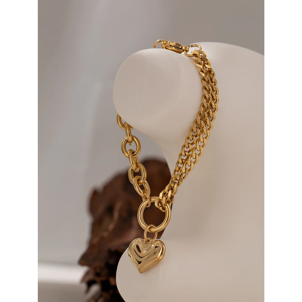 Bold Heart Chain Bracelet