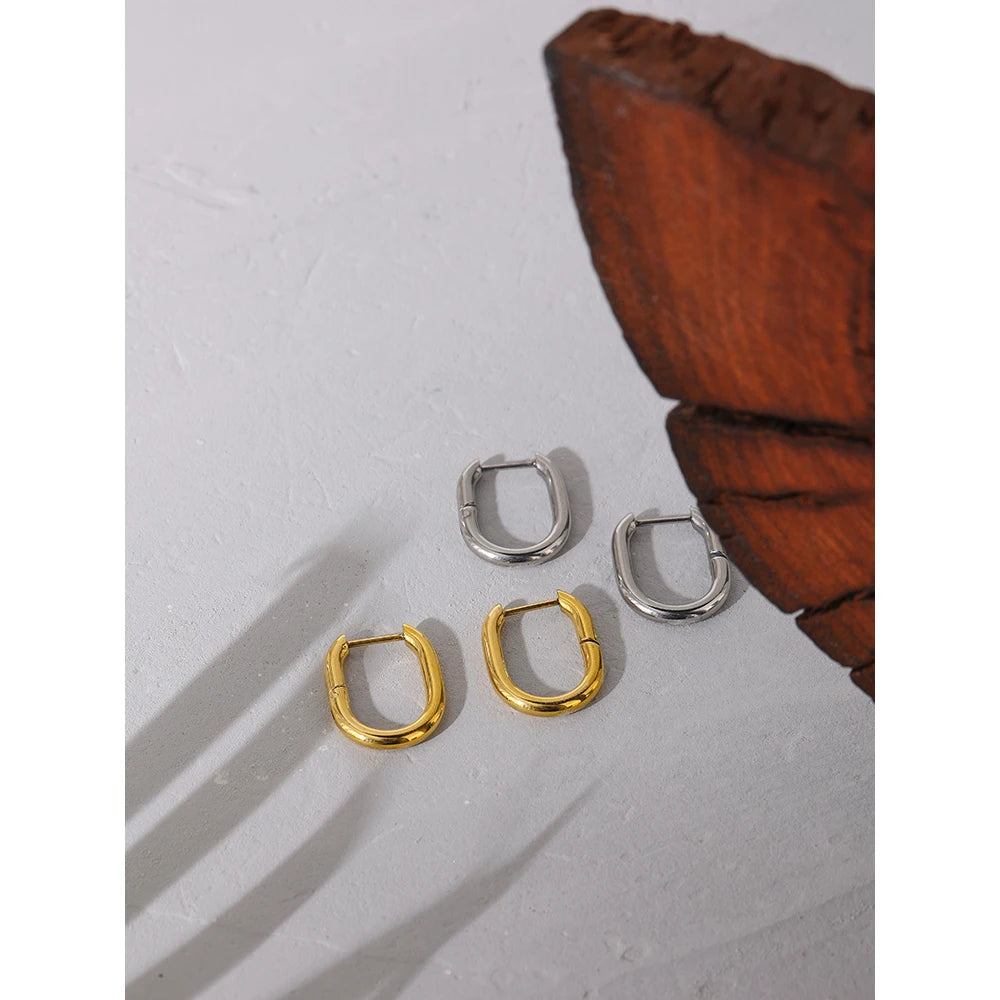Minimalist Oval Hoop Earrings