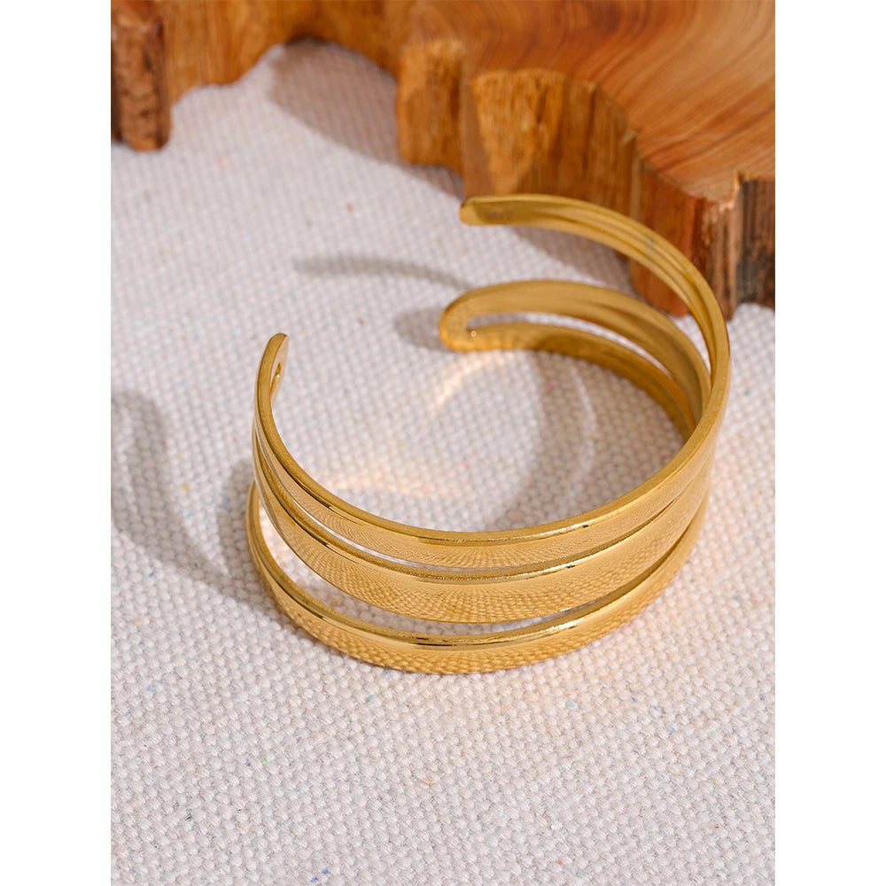 Triple Band Gold Cuff