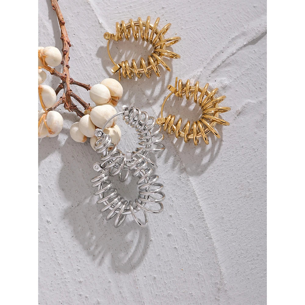 Geometric Winding Hoop Earrings