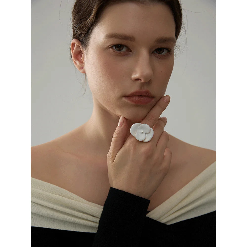 Enamel Blossom Adjustable Ring