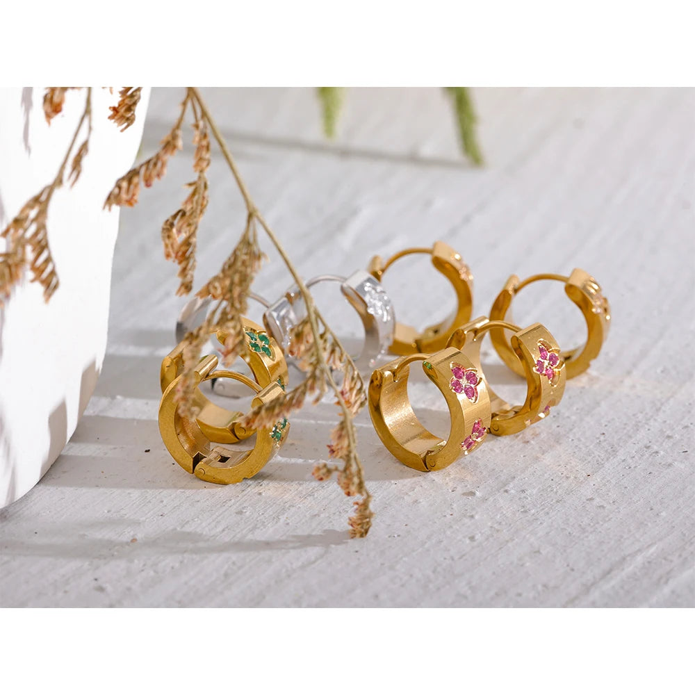 Chic Cubic Zirconia Hoop Earrings