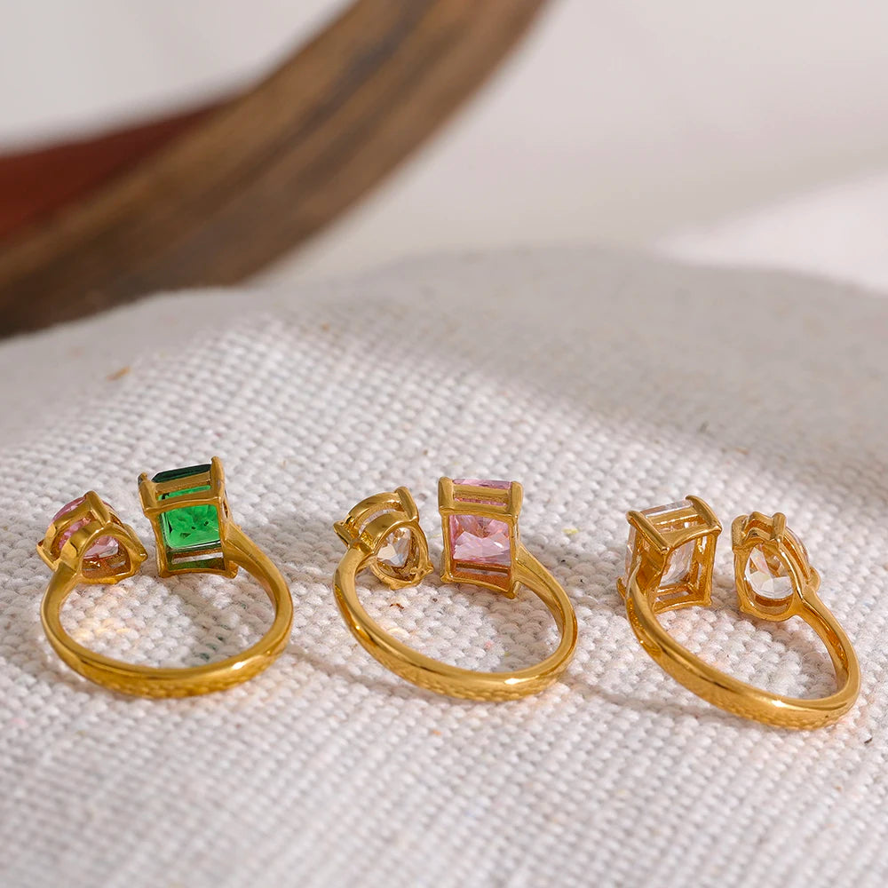 Radiant Cubic Zirconia Adjustable Rings