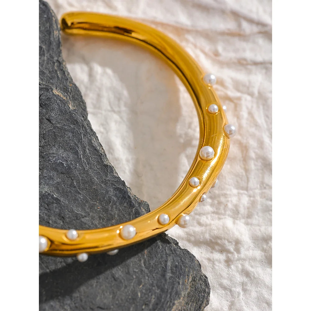 Pearl Adorned Open Cuff Bracelet