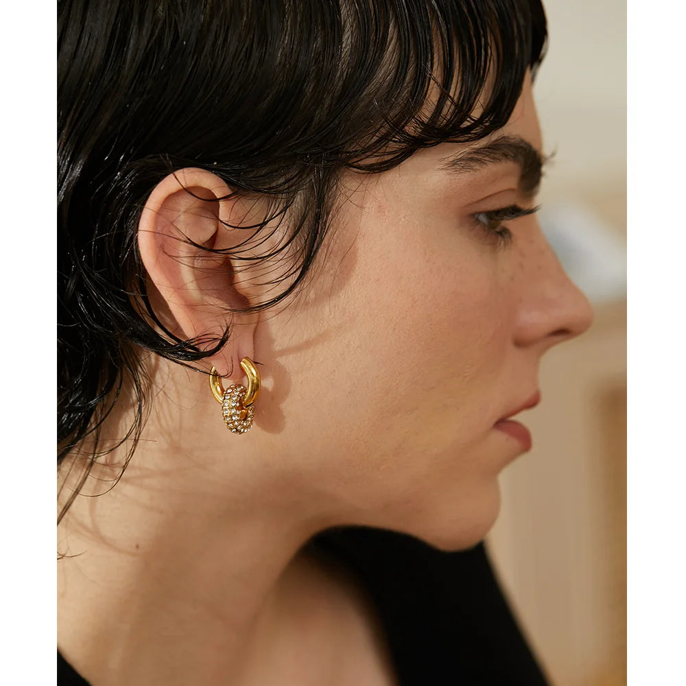Shiny Cubic Zirconia Huggie Hoop Earrings
