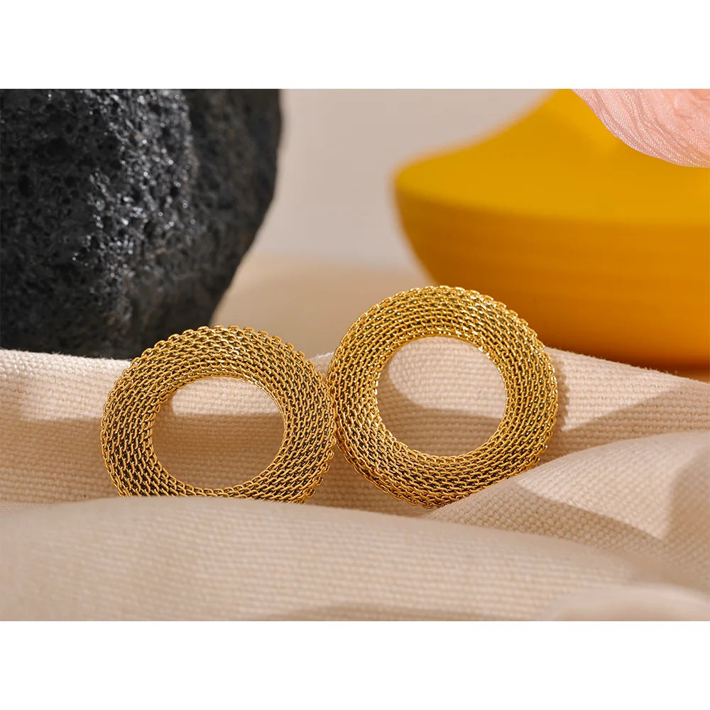 Statement Hollow Round Stud Earrings