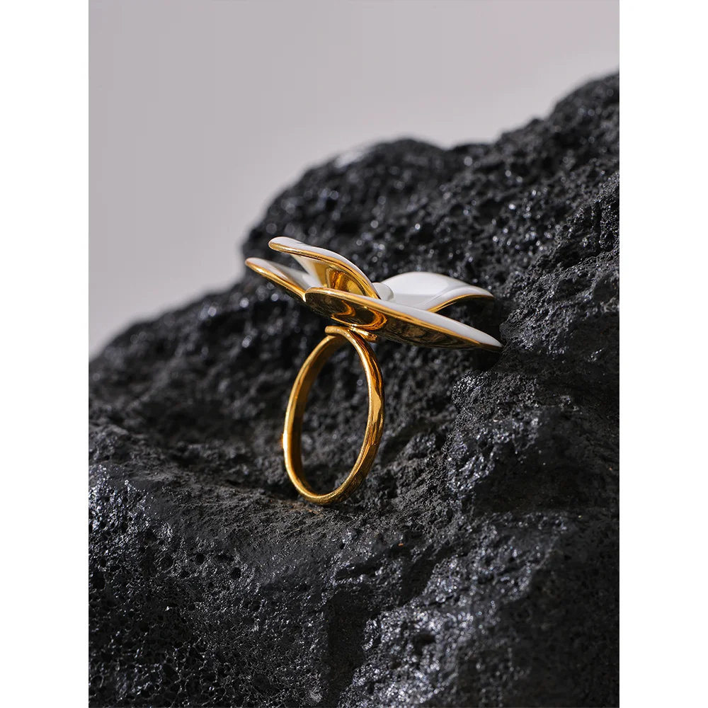 Enamel Blossom Adjustable Ring
