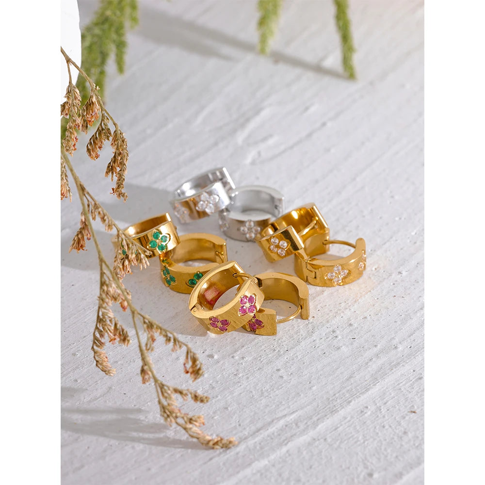 Chic Cubic Zirconia Hoop Earrings