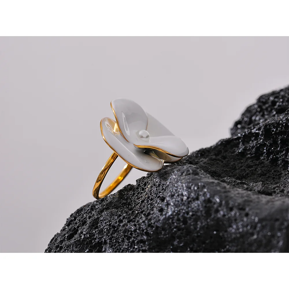 Enamel Blossom Adjustable Ring