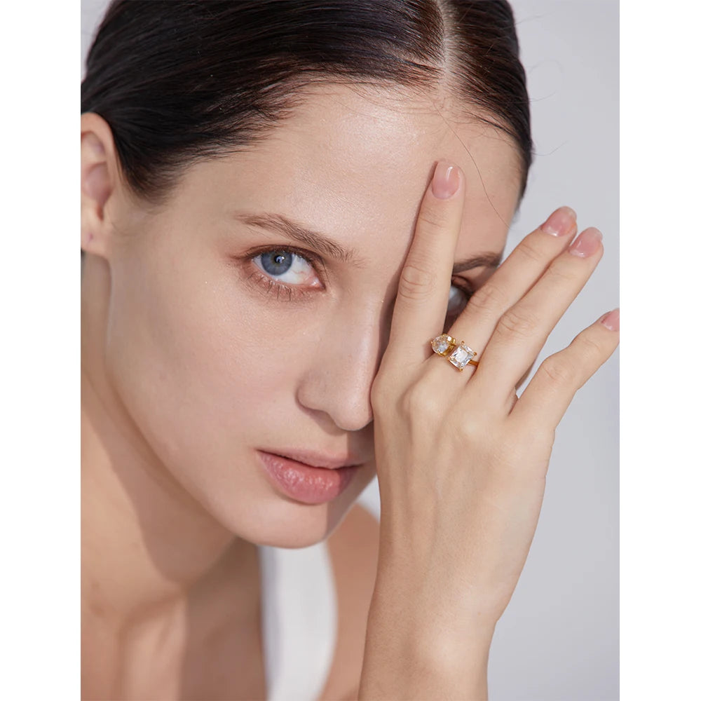 Radiant Cubic Zirconia Adjustable Rings