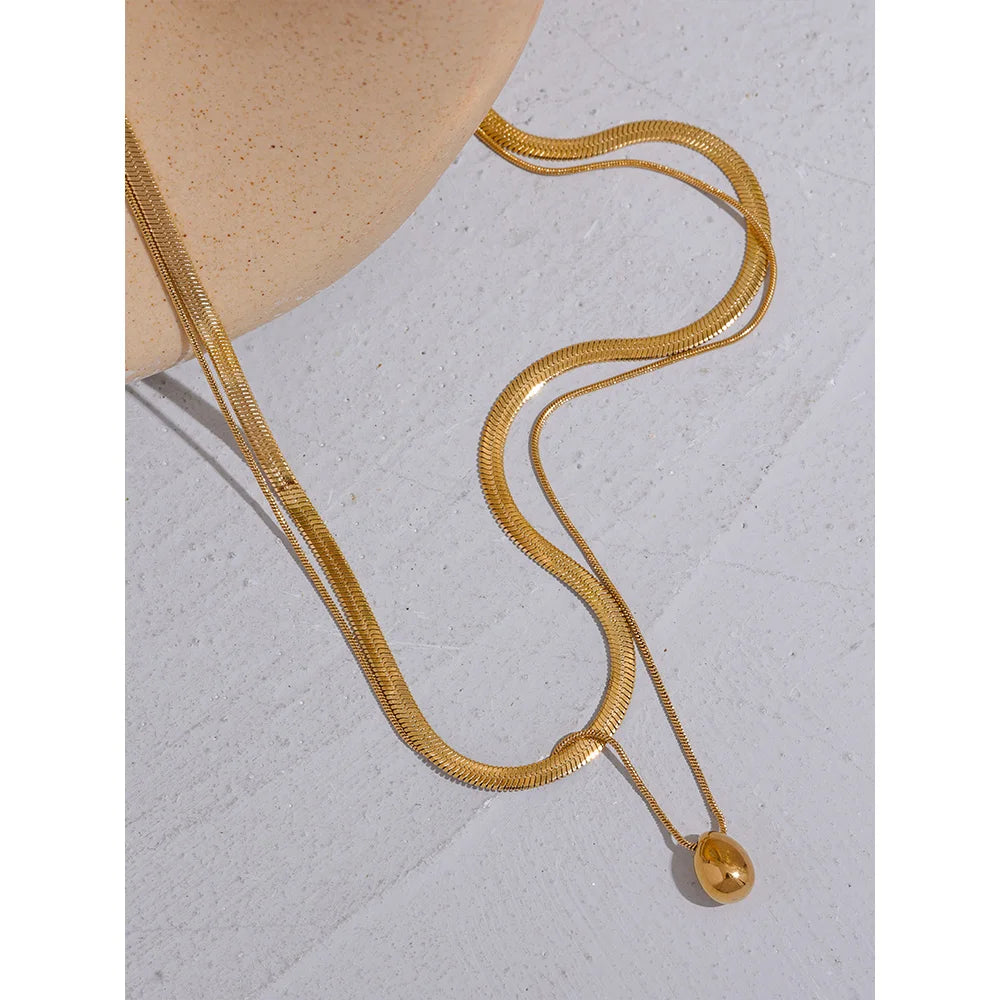 Double Layer Water Drop Pendant Necklace
