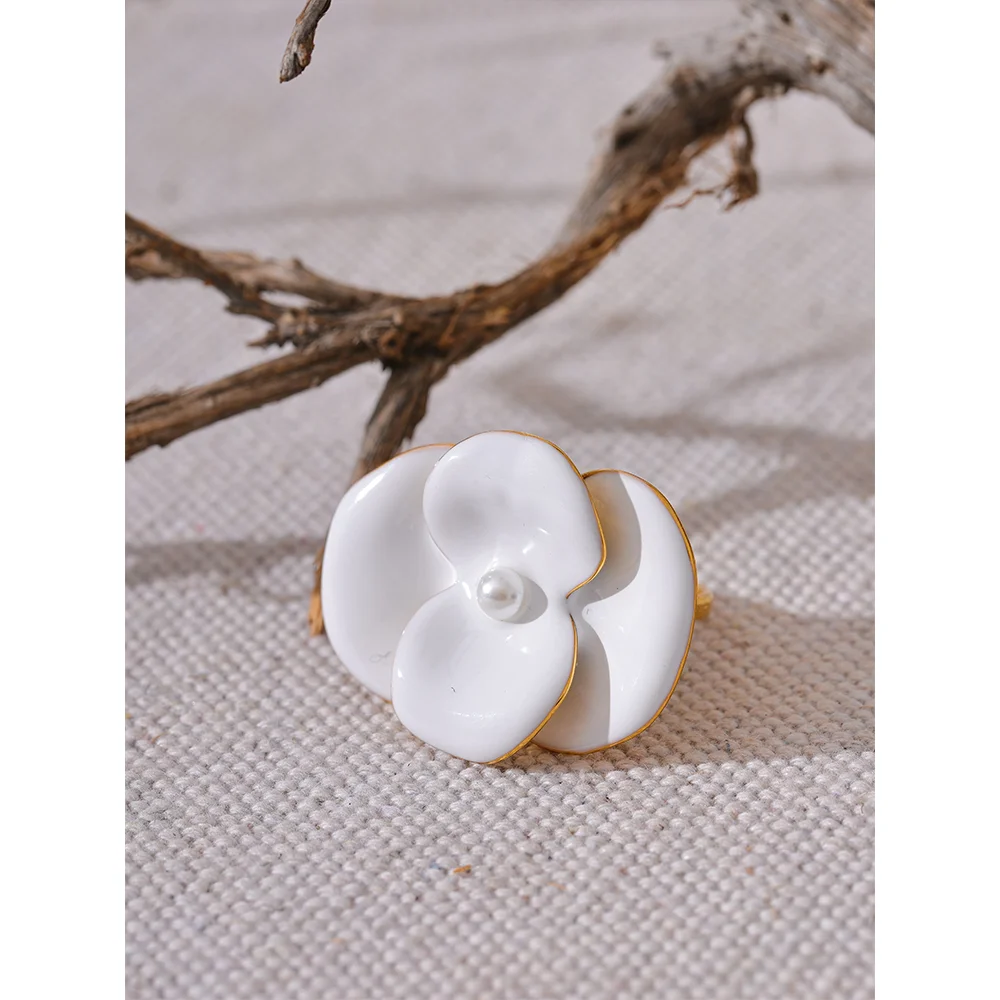 Enamel Blossom Adjustable Ring