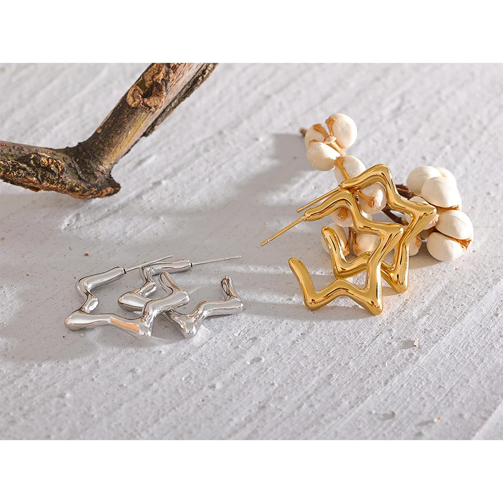 Abstract Star Hoop Earrings